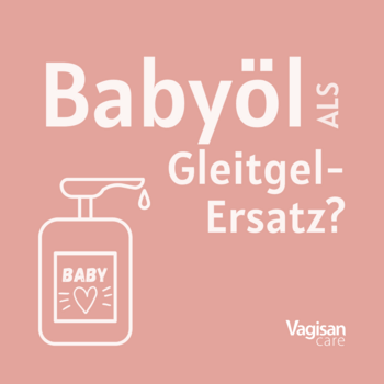 Grafische Darstellung eines Pumpspenders mit dem Wort Baby auf dem Etikett als Sinnbild Babyöl als Gleitgel-Ersatz