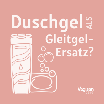 Grafische Darstellung eines Stück Seife und einer Duschgel-Flasche als Sinnbild für Duschgel als Gleitgel-Ersatz