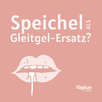 Grafische Darstellung von Speichel, die aus einem geöffneten Mund fließt, als Sinnbild für Speichel oder Spucke als Gleitgel-Ersatz